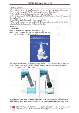 Đề thi học sinh giỏi môn Hóa học tỉnh Lạng Sơn năm 2017 (Có lời giải chi tiết)